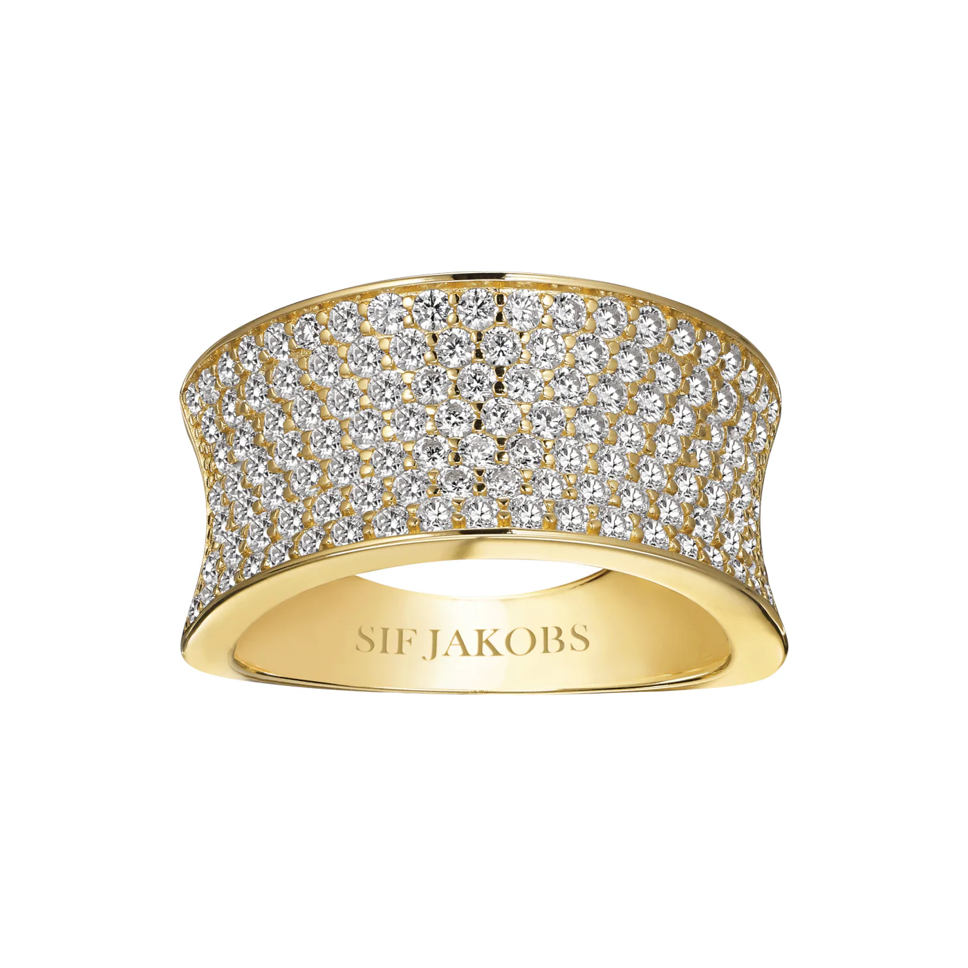 Sif Jakobs Felline Concavo 925 Sterling Zilveren Ring SJ-R2393-CZ-YG-58 Met 18 Karaat Gouden Plating