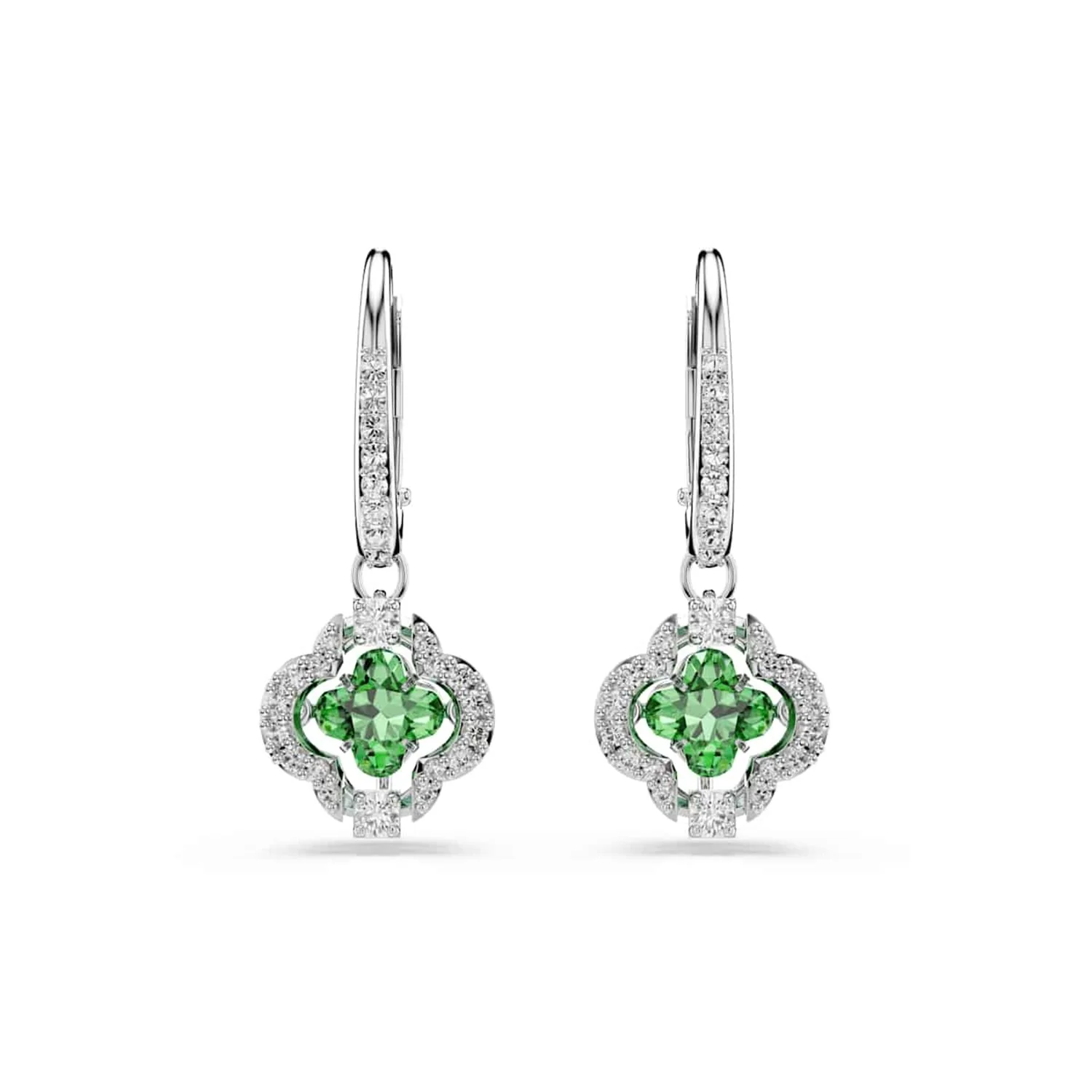 Swarovski Una Sparkling Dc Zilveren Oorhangers met Groene Kristal 5758001
