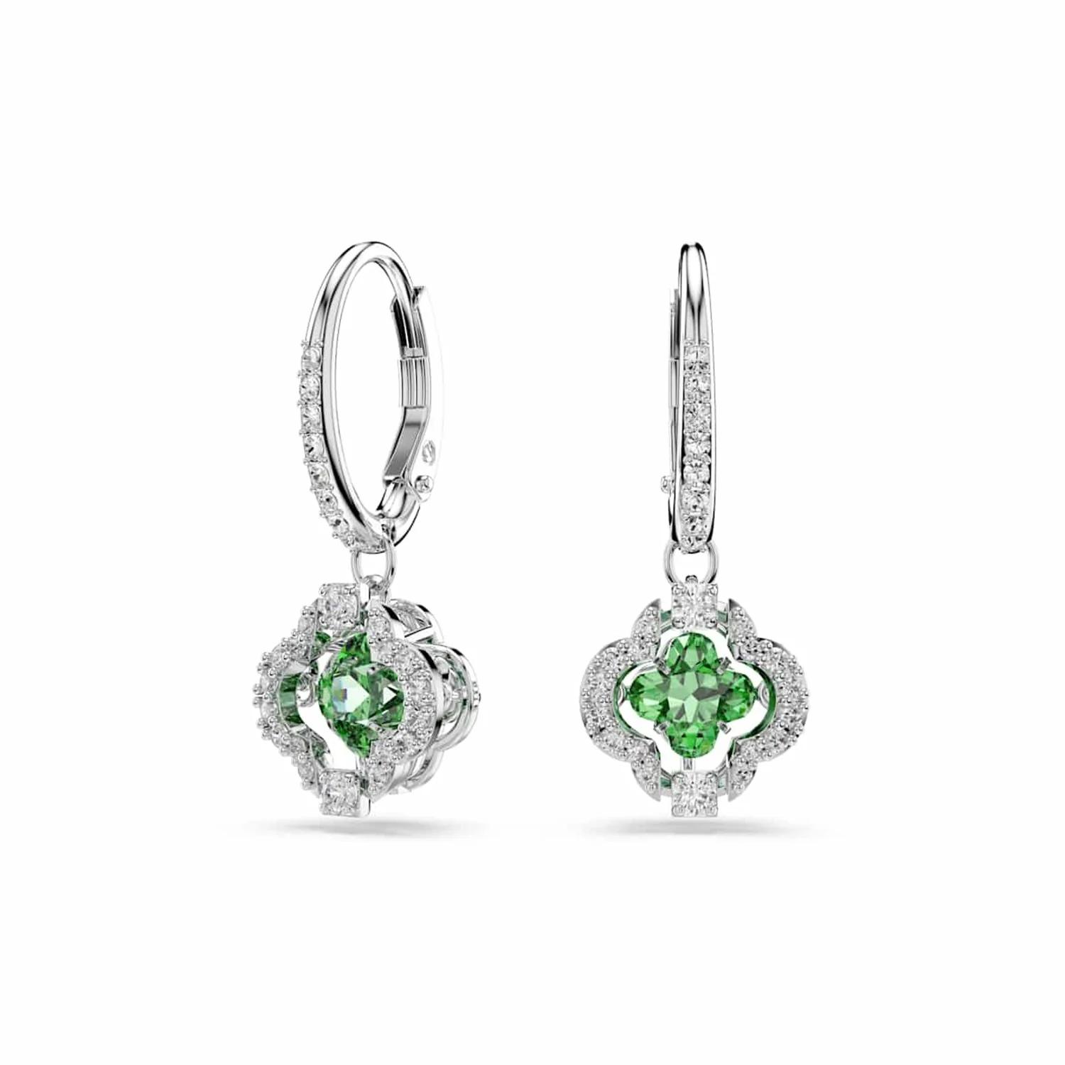 Swarovski Una Sparkling Dc Zilveren Oorhangers met Groene Kristal 5758001 - Image 2