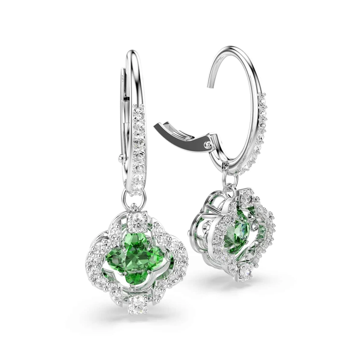 Swarovski Una Sparkling Dc Zilveren Oorhangers met Groene Kristal 5758001 - Image 3