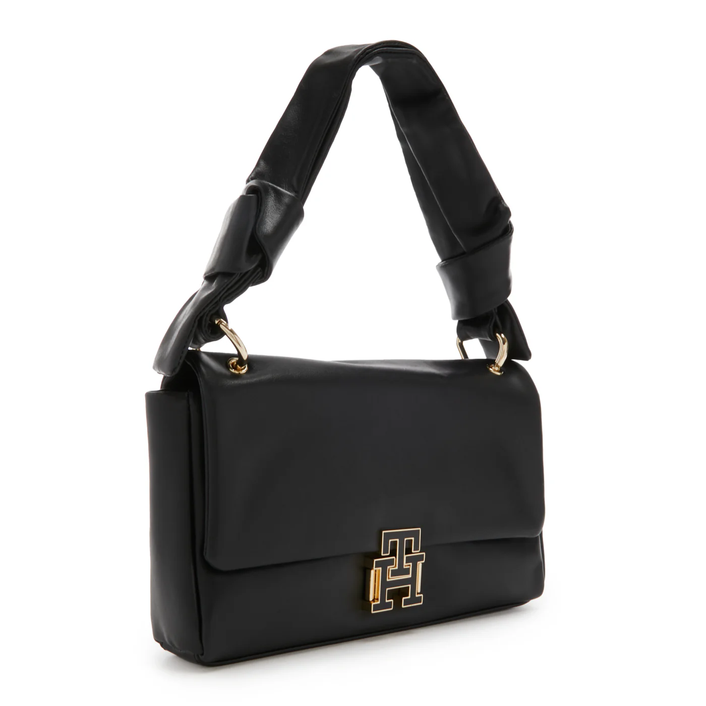 Tommy Hilfiger Pushlock Black Leather Handbag AW0AW15685BDS - Image 4