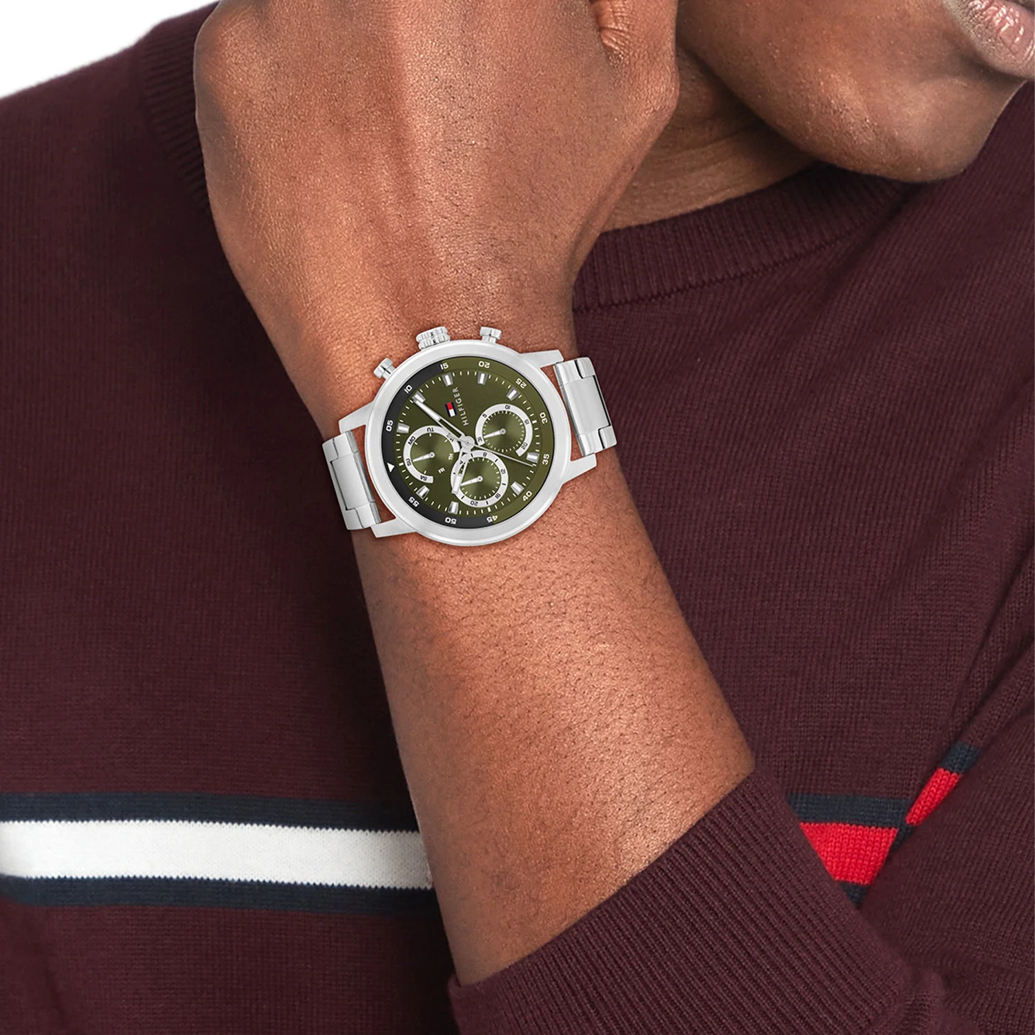 Tommy Hilfiger Rocky Zilver en Groen Herenhorloge TH1792180 - Image 2