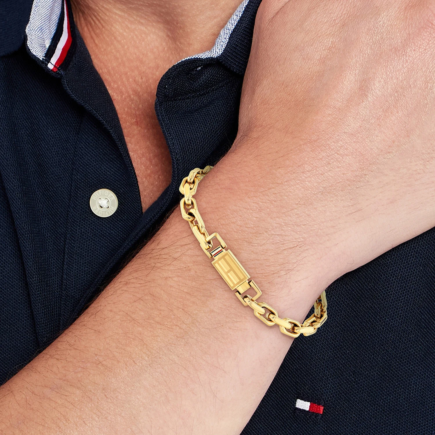 Tommy Hilfiger Roestvrij Staal Goudkleurige Heren Schakelarmband TJ2790716 - Image 2