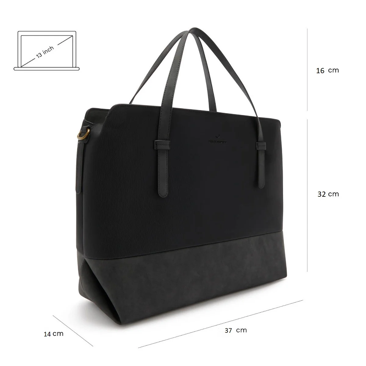 Violet Hamden Essential Bag Zwarte Schoudertas met 13 inch Laptopvak VH25034 - Image 9
