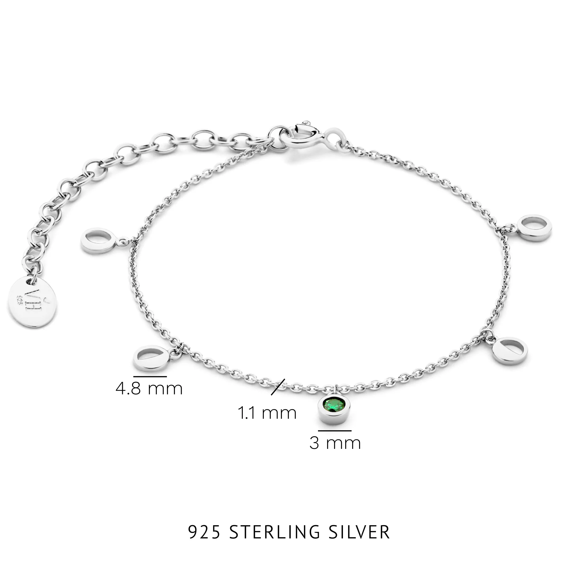 Violet Hamden Luna 925 Sterling Zilveren Armband met Manen en Groene Zirkonia Steentje VH320034 - Image 3