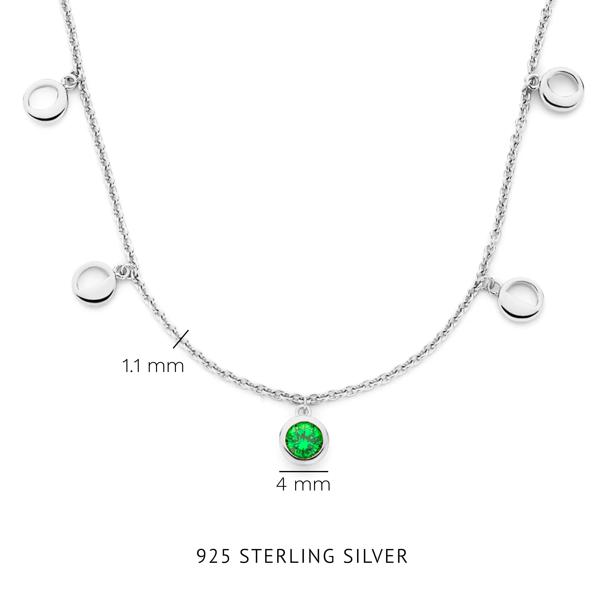 Violet Hamden Luna 925 Sterling Zilveren Ketting met Manen en Groene Zirkonia Steentje VH340041 - Image 5