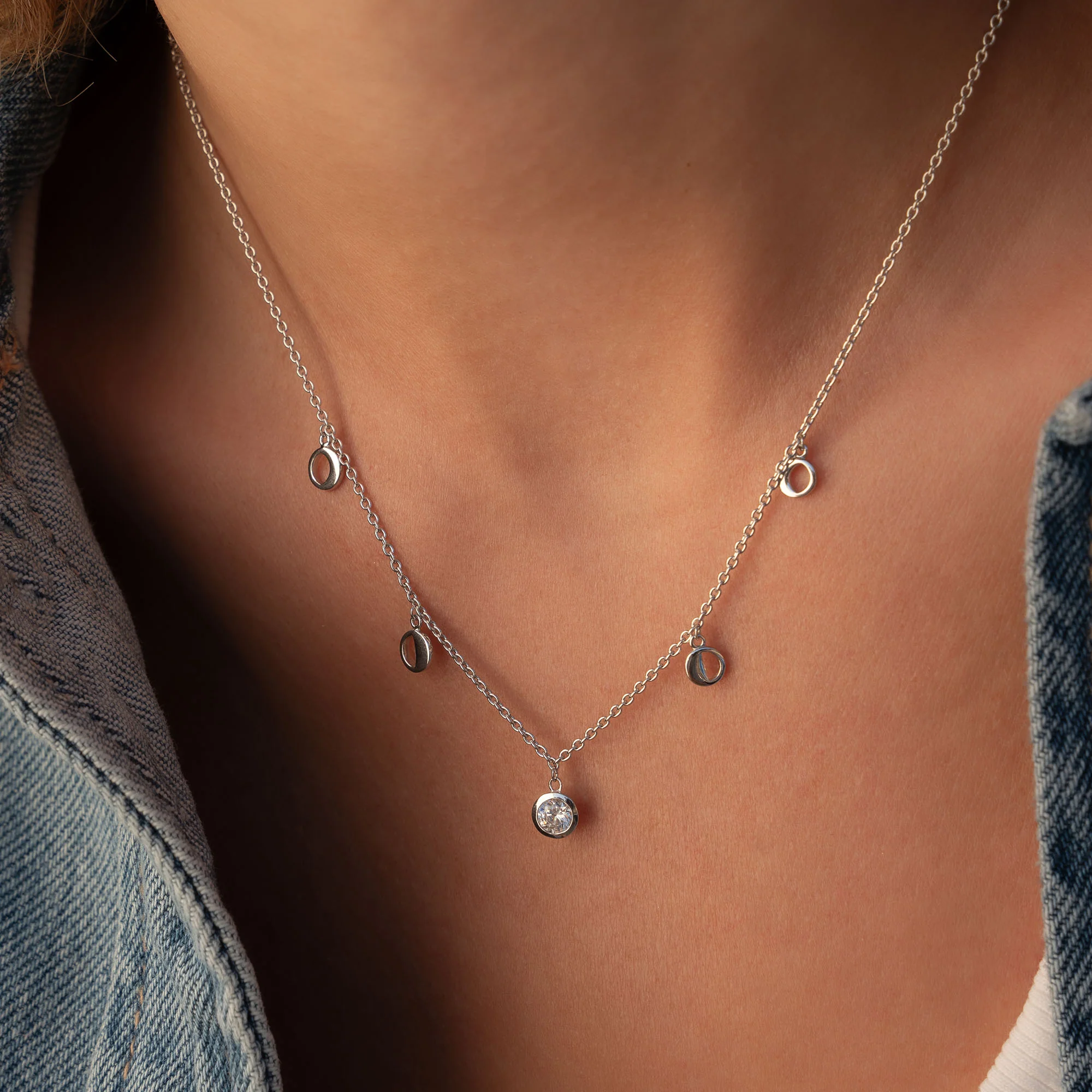 Violet Hamden Luna 925 Sterling Zilveren Ketting met Manen en Witte Zirkonia Steentje VH340039 - Image 2