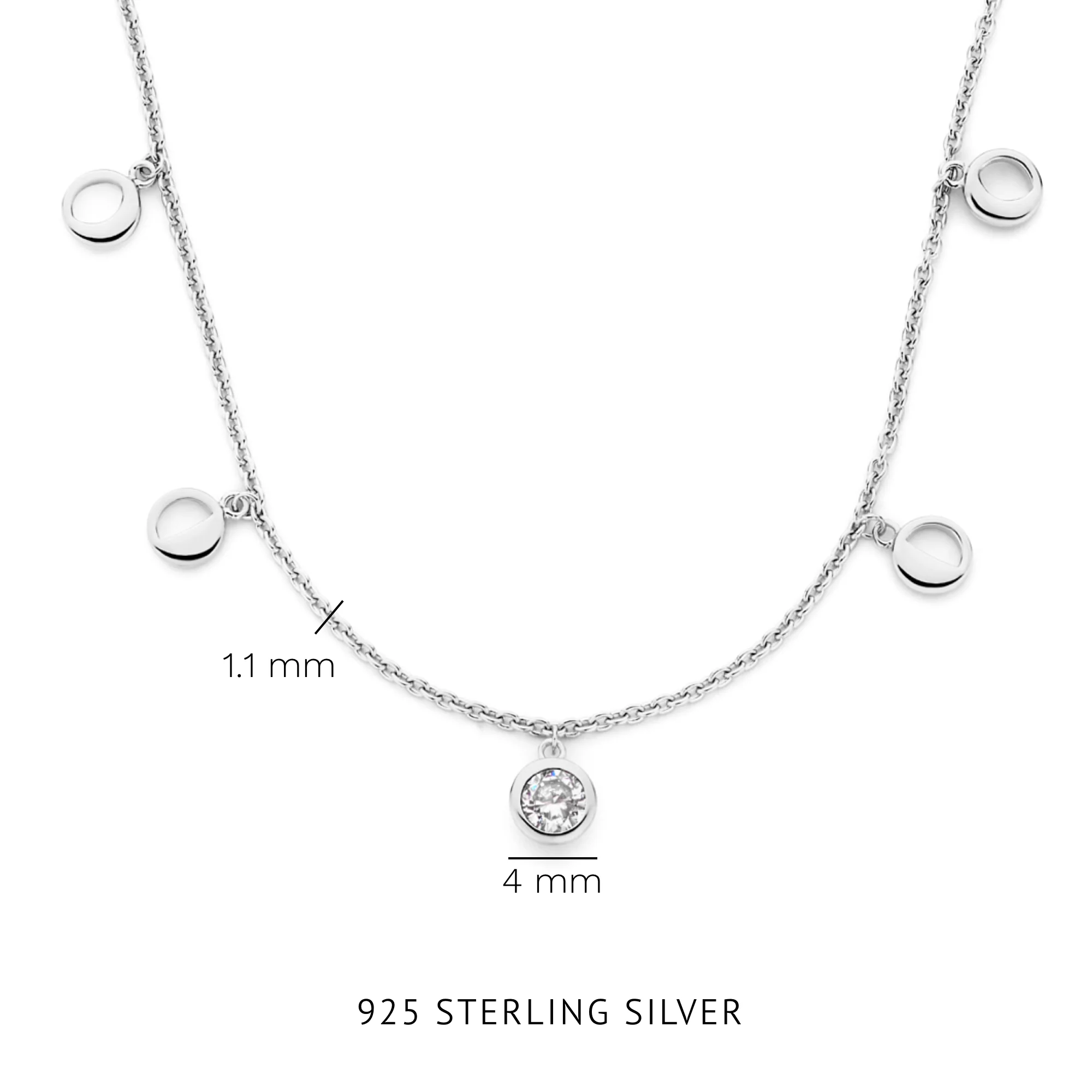 Violet Hamden Luna 925 Sterling Zilveren Ketting met Manen en Witte Zirkonia Steentje VH340039 - Image 5